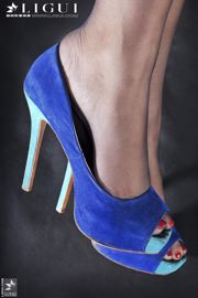 Modello Si Qi "Tacco alto blu e piede di seta nera" Opere complete [丽 柜 贵 足 LiGui] Foto di belle gambe e piedi di seta
