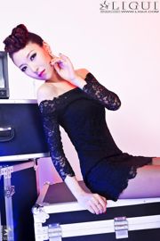 Modello Wenxin "Fashionable Black Lace Girl" Opere complete [丽 柜 贵 足 LiGui] Fotografia di belle gambe e piedi di giada