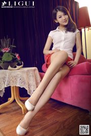 [丽 柜 LiGui] Modello Wen Jing "Dolce bellezza rosa con tacchi alti e piedi di seta" Belle gambe e foto di piedi di giada
